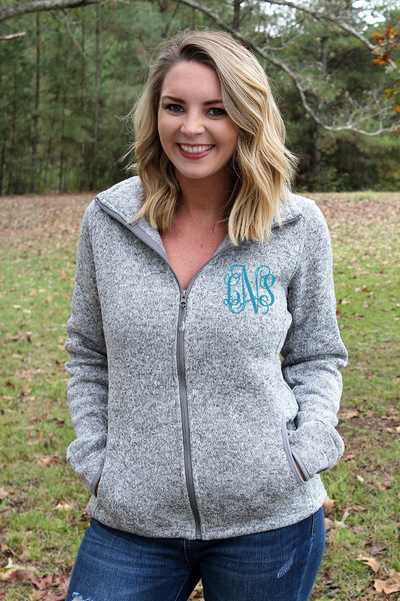 Monogrammed Fleece Jacket {Grey}