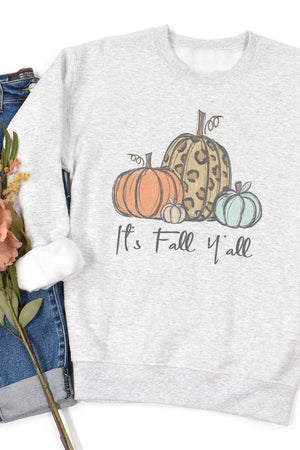 It's Fall Y'all Leopard Pumpkin Trio Unisex NuBlend Crew Sweatshirt - Wholesale Accessory Market