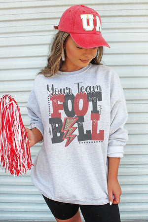 Team Name Football Red & Black Unisex NuBlend Crew Sweatshirt - Wholesale Accessory Market