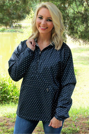 Charles River Navy and White Polka Dot Women's Chatham Anorak Pullover *Customizable! (Wholesale Pricing N/A) - Wholesale Accessory Market