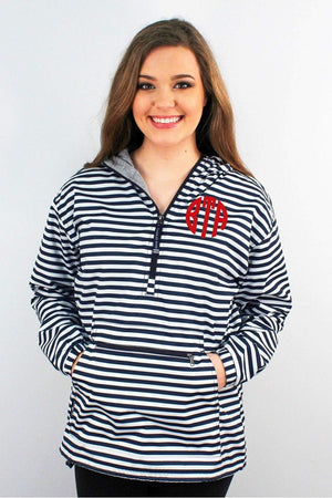 Charles River Navy and White Stripe Women's Chatham Anorak Pullover *Customizable! (Wholesale Pricing N/A) - Wholesale Accessory Market