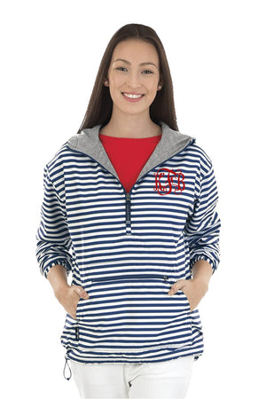 Charles River Navy and White Stripe Women's Chatham Anorak Pullover *Customizable! (Wholesale Pricing N/A) - Wholesale Accessory Market