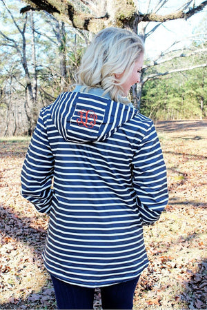 Charles River Women's New Englander Navy Striped Rain Jacket *Customizable! (Wholesale Pricing N/A) - Wholesale Accessory Market