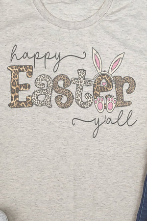 Leopard Happy Easter Y'all Adult Tri-Blend T-Shirt - Wholesale Accessory Market