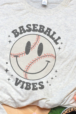 Happy Face Baseball Vibes Adult Tri-Blend T-Shirt - Wholesale Accessory Market