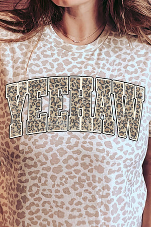 Arched Yeehaw Leopard Fine Jersey Tee - Wholesale Accessory Market