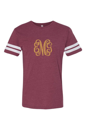 L.A.T. Adult Varsity Tee, Burgundy/White *Personalize It - Wholesale Accessory Market