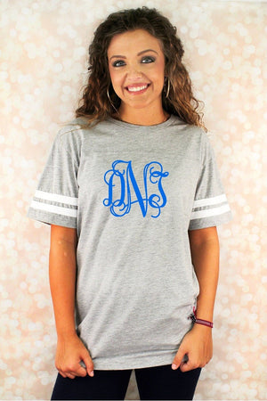 L.A.T. Adult Varsity Tee, Heather/White *Personalize It - Wholesale Accessory Market