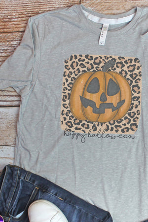 Happy Halloween Jack-O-Leopard Melange Jersey Tee - Wholesale Accessory Market