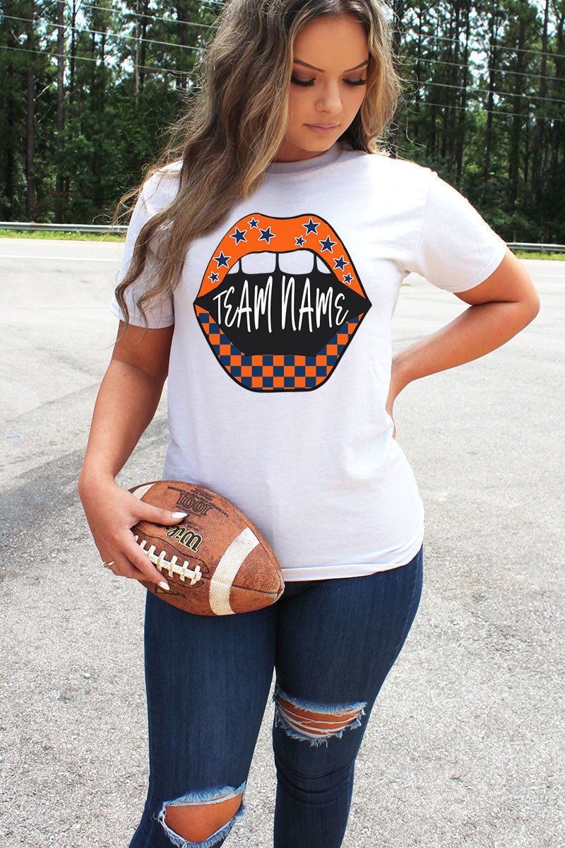 Loud Mouth Football Navy And Orange DryBlend Adult T-Shirt - Wholesale Accessory Market