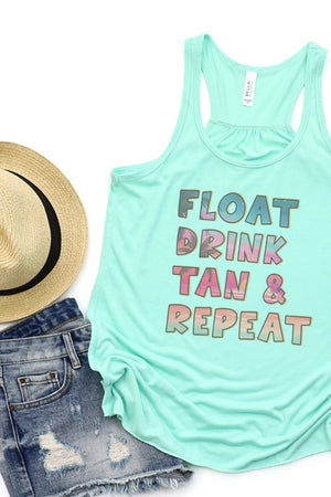 Float Drink Tan Repeat Flowy Racerback Tank - Wholesale Accessory Market