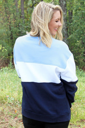 Charles River Light Blue, White, and Navy Westerly Crew Sweatshirt (Wholesale Pricing N/A) - Wholesale Accessory Market