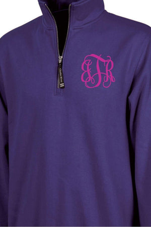 Charles River Quarter Zip Sweatshirt (Men's Cut), Purple *Personalize It! (Wholesale Pricing N/A) - Wholesale Accessory Market