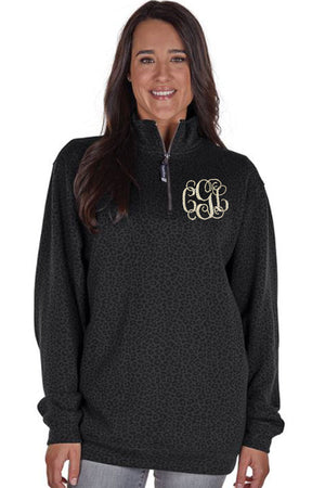 Charles River Unisex Black Leopard Crosswind Quarter Zip Sweatshirt (Wholesale Pricing N/A) - Wholesale Accessory Market