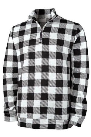 Charles River Unisex Black Check Crosswind Quarter Zip Sweatshirt (Wholesale Pricing N/A) - Wholesale Accessory Market