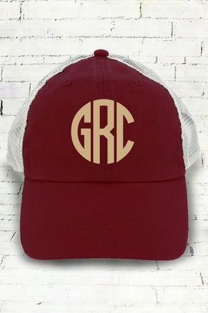 Maroon and White Washed Trucker Cap - Wholesale Accessory Market