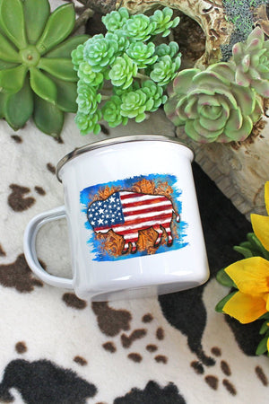 Patriotic Watercolor Bison Campfire Mug - Wholesale Accessory Market