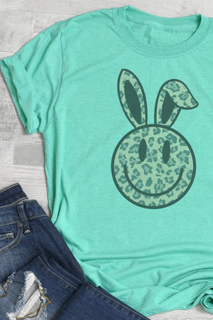 Bunny Happy Face Leopard Softstyle Adult T-Shirt - Wholesale Accessory Market