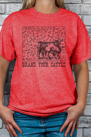 Trust Your Neighbor, Brand Your Cattle Softstyle Adult T-Shirt - Wholesale Accessory Market