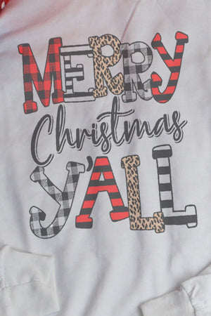 Doodle Merry Christmas Y'all DryBlend Adult Long Sleeve Tee - Wholesale Accessory Market
