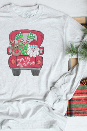 Merry Christmas Pals Truck DryBlend Adult Long Sleeve Tee - Wholesale Accessory Market
