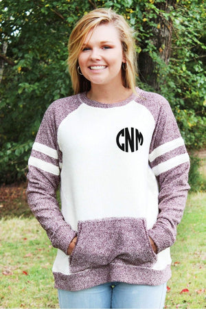 PROMO! Boxercraft Maroon and Oatmeal Cozy Contrast Pullover *Personalize It - Wholesale Accessory Market