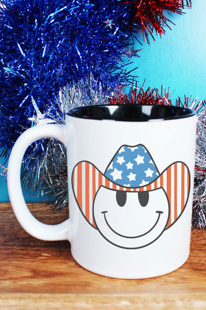 Patriotic Cowboy Happy Face Two-Tone Mug - Wholesale Accessory Market