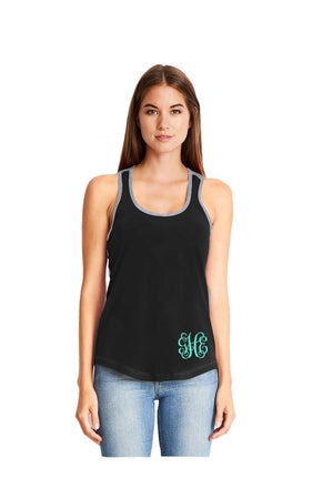 Next Level Ladies' Colorblock Racerback Tank, Black/Heather Gray *Personalize It! - Wholesale Accessory Market