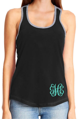 Next Level Ladies' Colorblock Racerback Tank, Black/Heather Gray *Personalize It! - Wholesale Accessory Market