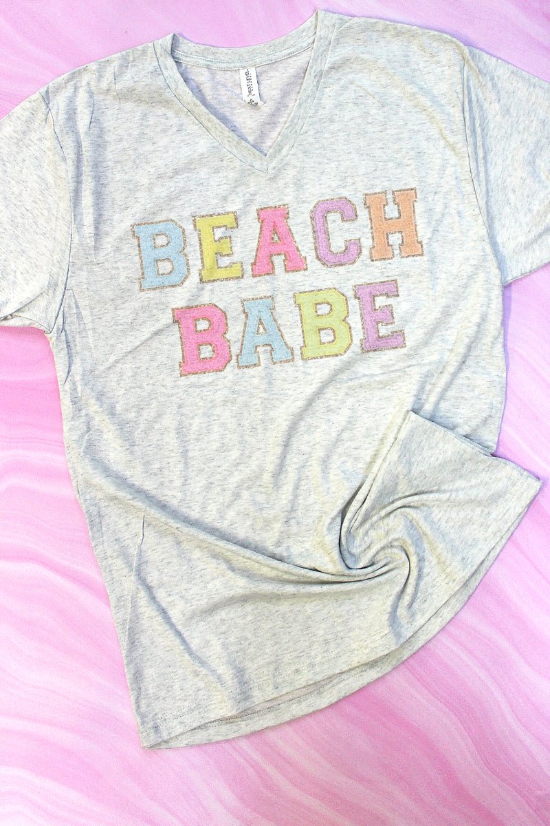 Beach Babe Colorful Tri-Blend V Neck Tee - Wholesale Accessory Market