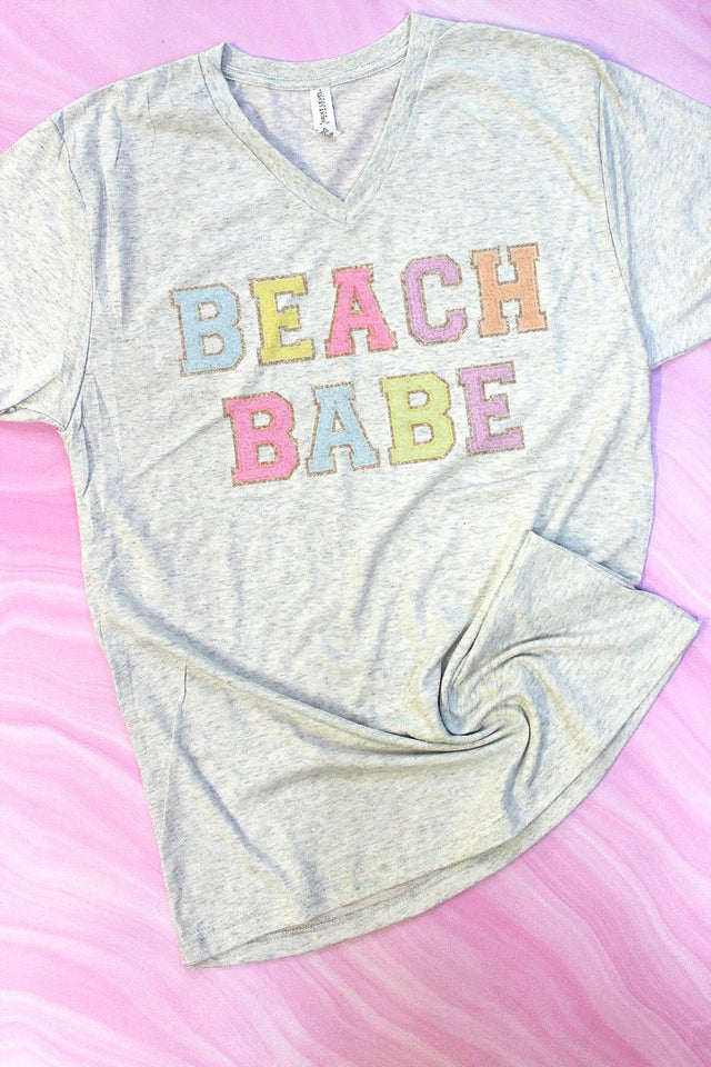 Beach Babe Colorful Tri-Blend V Neck Tee - Wholesale Accessory Market