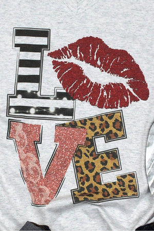 Love & Kisses Tri-Blend V Neck Tee - Wholesale Accessory Market