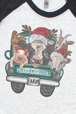 Farm Animals Merry Christmas Tri-Blend Unisex 3/4 Raglan - Wholesale Accessory Market