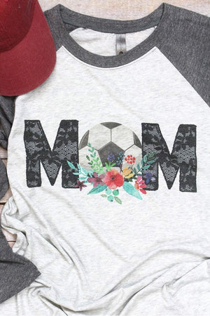 Floral Soccer Mom Tri-Blend Unisex 3/4 Raglan - Wholesale Accessory Market