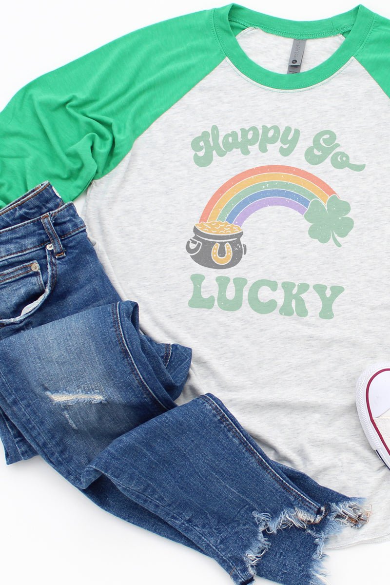 Happy Go Lucky Tri-Blend Unisex 3/4 Raglan - Wholesale Accessory Market