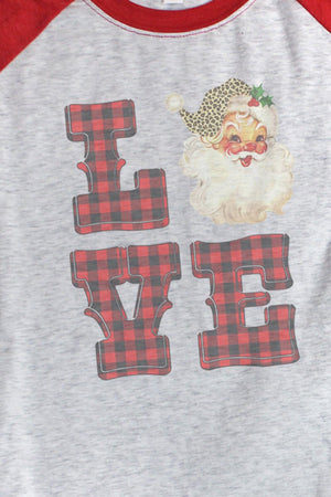 Love Santa Buffalo Plaid Tri-Blend Unisex 3/4 Raglan - Wholesale Accessory Market