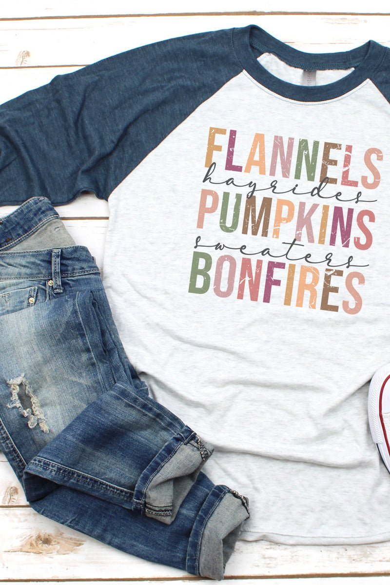 Colorblock Fall Things Tri-Blend Unisex 3/4 Raglan - Wholesale Accessory Market