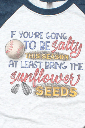 Salty Sunflower Seeds Baseball Tri-Blend Unisex 3/4 Raglan - Wholesale Accessory Market