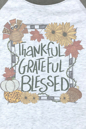 Autumn Thankful Grateful Blessed Tri-Blend Unisex 3/4 Raglan - Wholesale Accessory Market