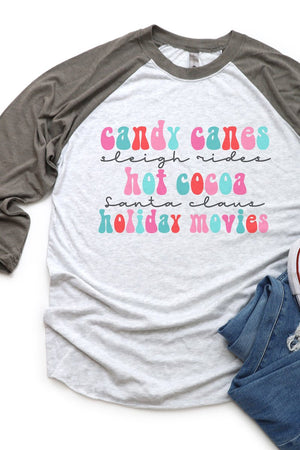 Colorful Christmas Favorite Things Tri-Blend Unisex 3/4 Raglan - Wholesale Accessory Market