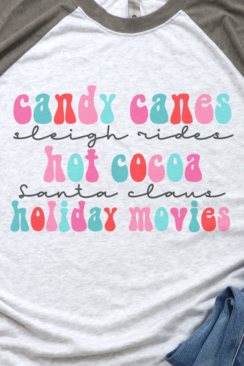 Colorful Christmas Favorite Things Tri-Blend Unisex 3/4 Raglan - Wholesale Accessory Market