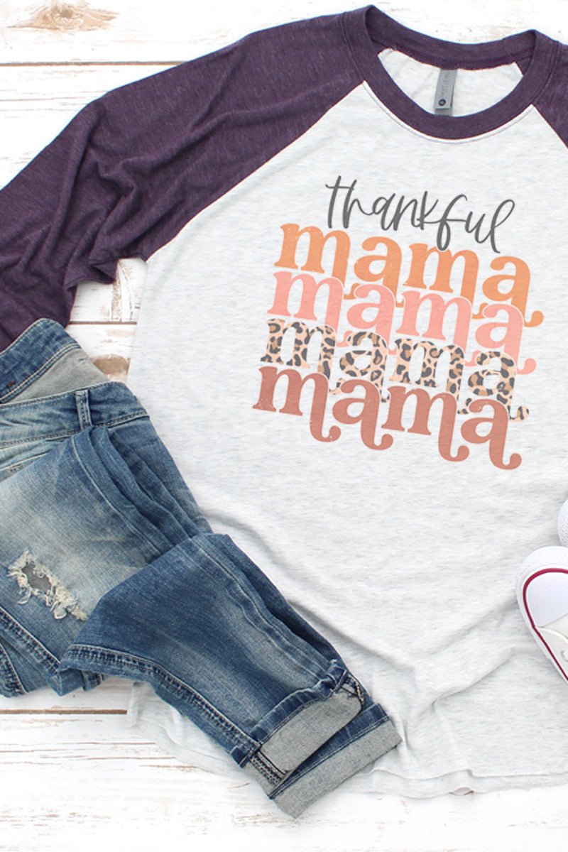 Colorful Thankful Mama Tri-Blend Unisex 3/4 Raglan - Wholesale Accessory Market