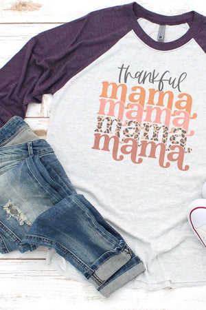 Colorful Thankful Mama Tri-Blend Unisex 3/4 Raglan - Wholesale Accessory Market