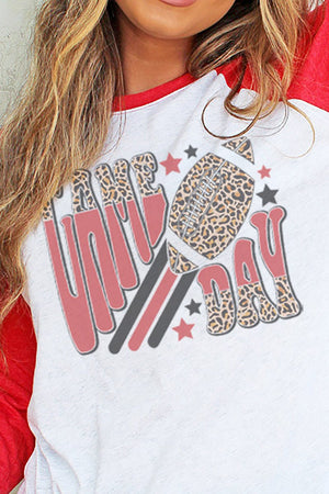 Groovy Game Day Red and Black Tri-Blend Unisex 3/4 Raglan - Wholesale Accessory Market