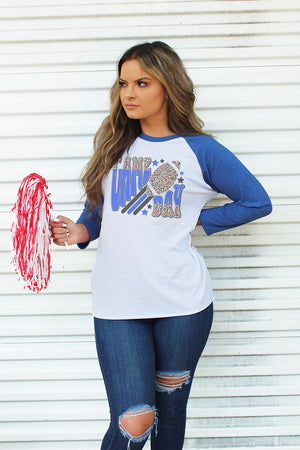 Groovy Game Day Royal and Black Tri-Blend Unisex 3/4 Raglan - Wholesale Accessory Market