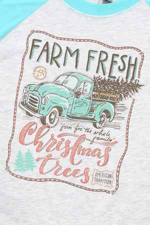 Sketch Farm Fresh Christmas Trees Tri-Blend Unisex 3/4 Raglan - Wholesale Accessory Market