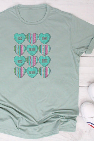 Turquoise Valentine Hearts Poly/Cotton Tee - Wholesale Accessory Market