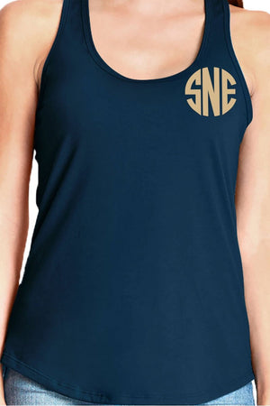 Next Level Womens Gathered Racerback Tank, Midnight Navy *Personalize It! - Wholesale Accessory Market