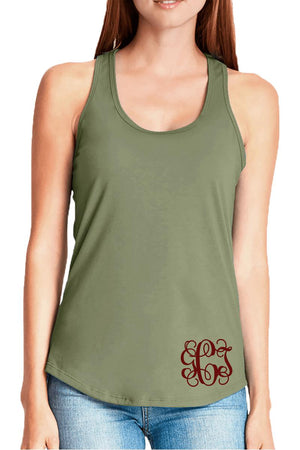 Next Level Womens Gathered Racerback Tank, Military Green *Personalize It! - Wholesale Accessory Market