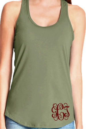 Next Level Womens Gathered Racerback Tank, Military Green *Personalize It! - Wholesale Accessory Market
